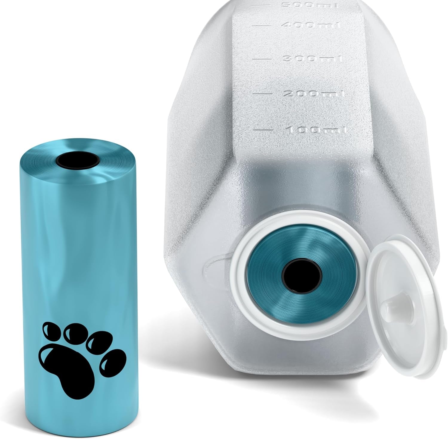 Portable Dog Water Bottle with Food Container & Poop Bag Dispenser